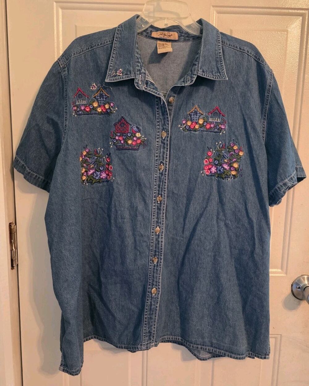 VTG Bobbie Brooks Woman 22-24W Flower Garden Embroidered Cottagecore GrandmaCore